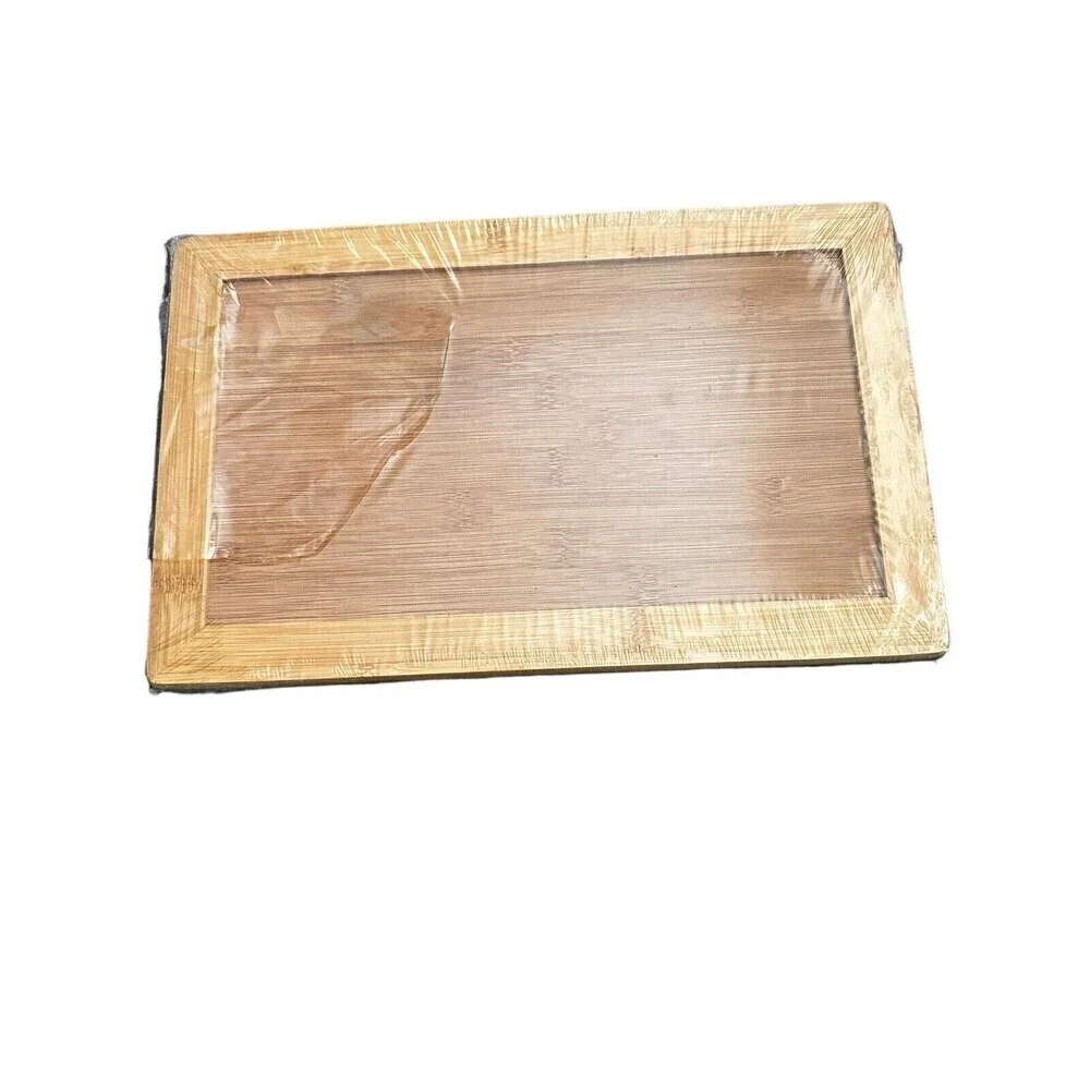 Large Natural Bamboo Bread Cutting Board w/ Crumb Tray, Kitchen Serving Tray